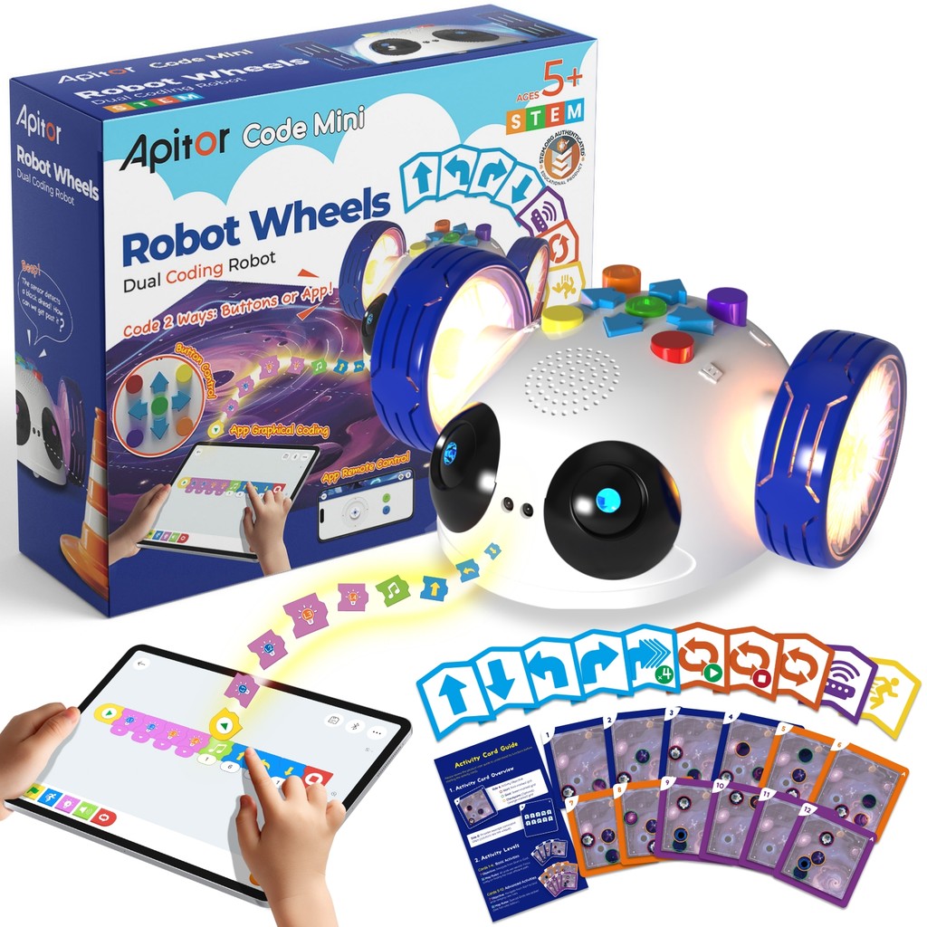 Apitor Robot Wheels Set | STEM Building Toy Upgrade | Motorized Wheels for DIY Robots (Kids 6+)